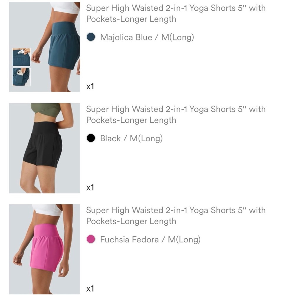 HALARA 3 pair bundle Women's Super High Waisted 2-in-1 Yoga Shorts - ☀️